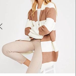 Ann Taylor Striped Collar Cardigan